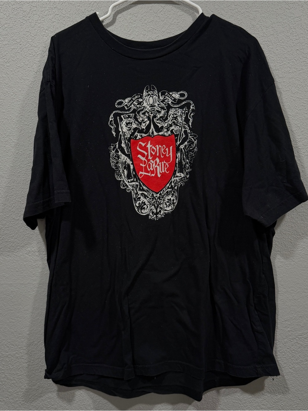 Black Graphic Tee - Red Crest Design